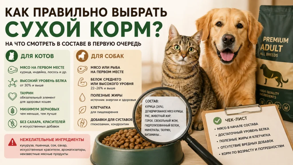 как выбрать корм для котов и собак